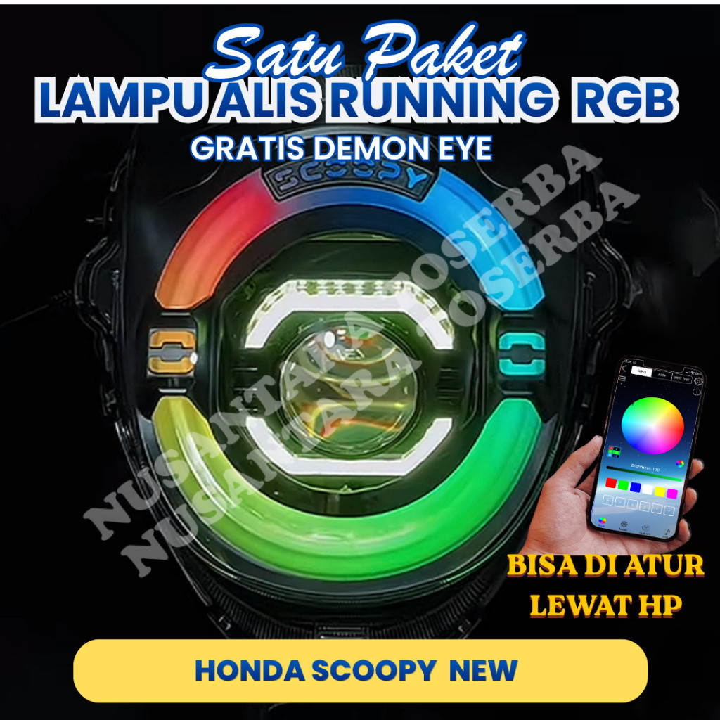 DRL Eyebrow Running RGB Bluetooth Scoopy 2025 ครบชุด ฟรี Demon Eye No Spots