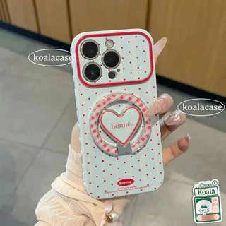 เข้ากันได้กับ IPhone 17 15 11 12 15 13 16 14 Pro Max 16 7 8 Plus XR X XS Air เคสหัวใจกระจก พร้อมขาตั้ง ลายจุด เส้น