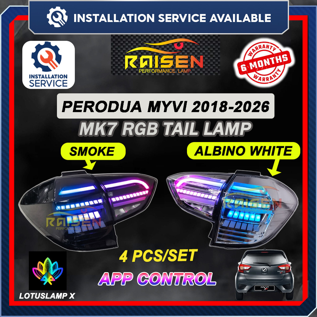 Perodua Myvi G3 Facelift 2018 - 2026 MK7 App Control RGB ไฟท้ายสัญญาณวิ่ง