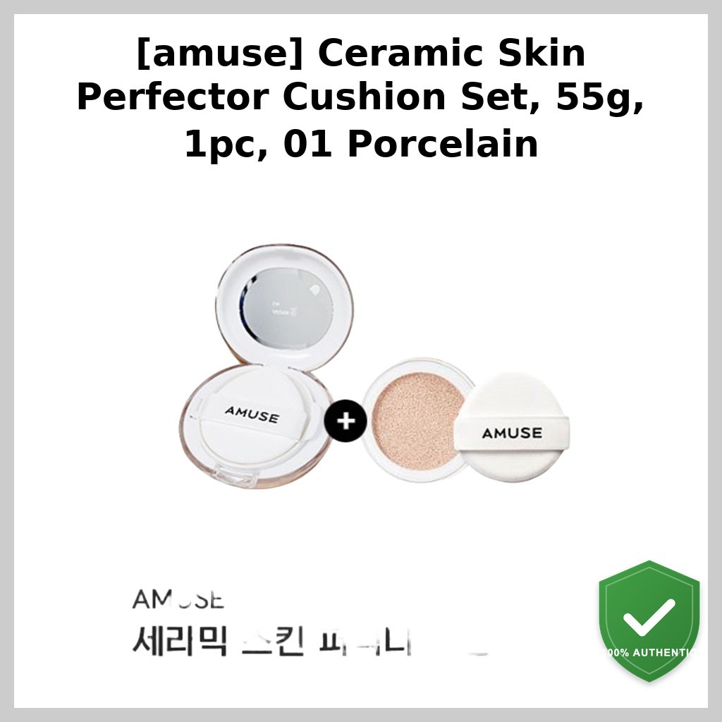 [amuse] Ceramic Skin Perfector Cushion Set, 55g, 1pc, 01 Porcelain / Korean Cushion Foundation by HO