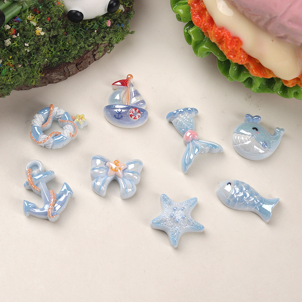 20PCS เคลือบปลาทะเล Anchor ปลาดาวเรซิ่น Charms สําหรับ DIY (3-88)
