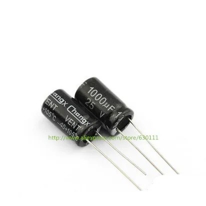 100PCS 1000uF 25V electrolytic capacitors 25V1000UF 10 มม.* 20 มม.