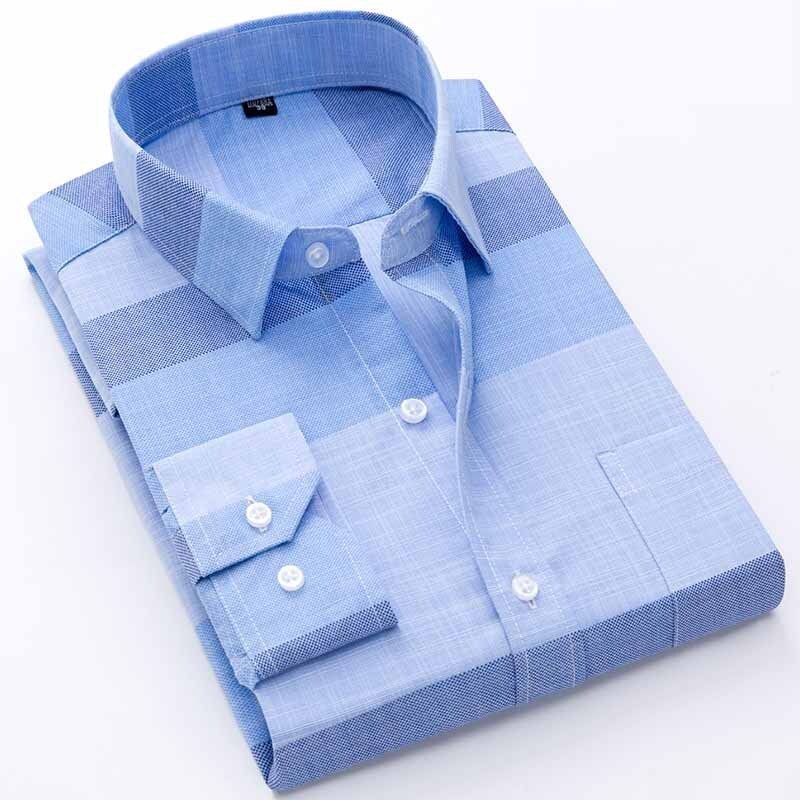 Slub Cotton Shirt Men Long-Sleeved Checked Shirt Business Casual Shirt Taoyuan 1 8.5