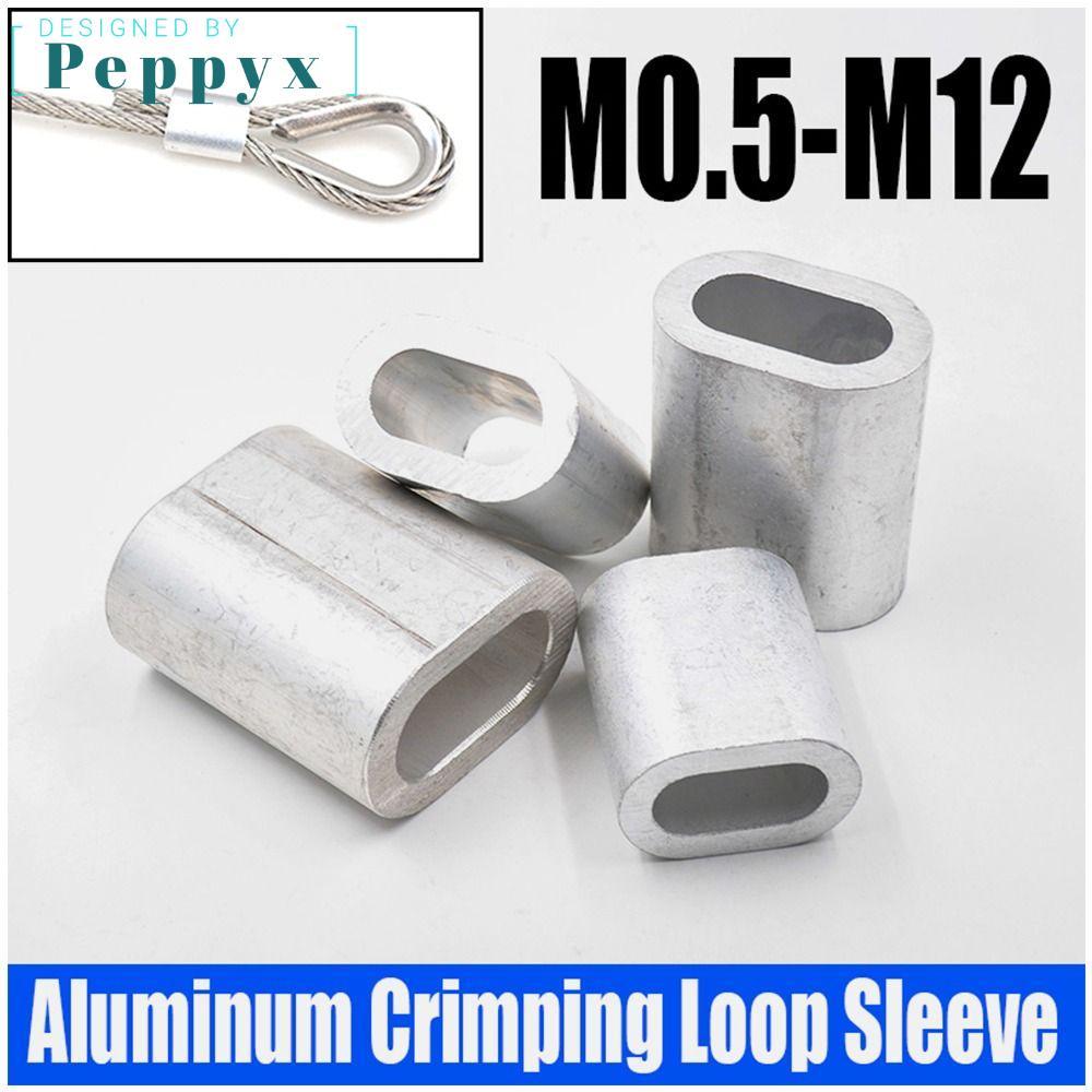 PEPPYX 10-50 ชิ้น Crimp Sleeve, ฮาร์ดแวร์ M1 ถึง M12 คลิปสาย, อลูมิเนียมทนทานรูปไข่ Fixing คลิปลวด Ferrules เชือกลวดเหล็ก