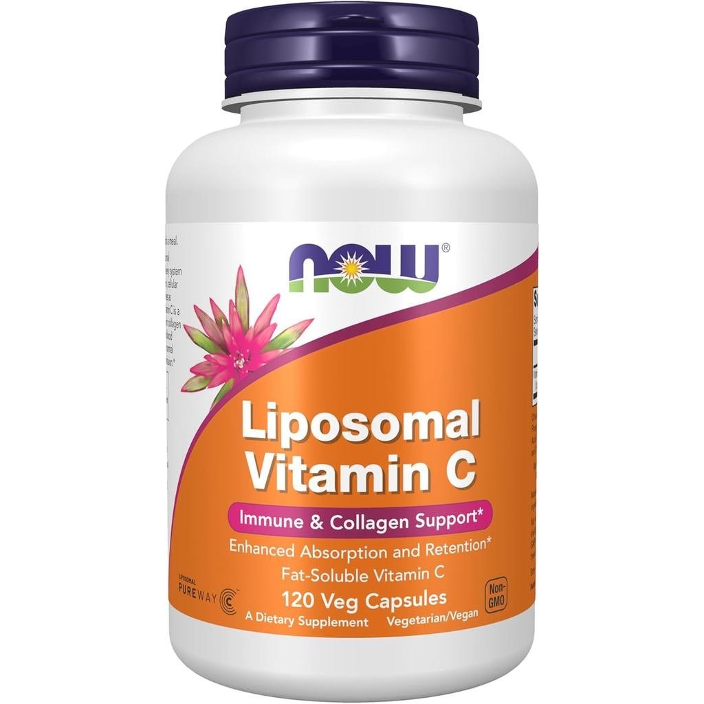 เสริม NOW, วิตามินซี Liposomal, รองรับและคอลลาเจน, แคปซูลผัก 120 แคปซูล GM8N