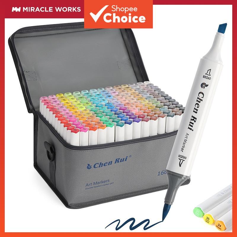 Miracle Works ชุดเครื่องหมายอะคริลิค 168 สี Dual Tip Broad Nib Brush Art Supplies