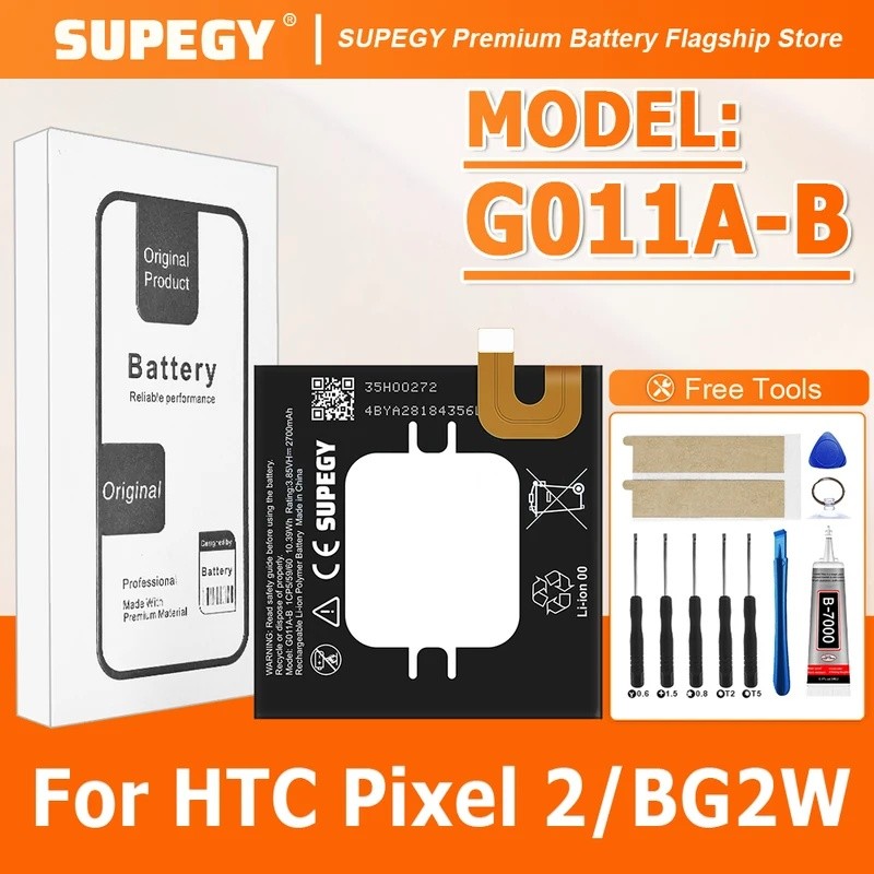 แบตเตอรี่ใหม่ 100% G011A-B สําหรับ HTC Pixel 2/BG2W แบตเตอรี่ + เครื่องมือฟรี