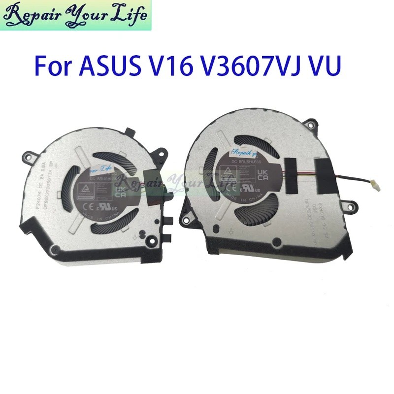 CPU GPU พัดลมโน้ตบุ๊คสําหรับ ASUS V16 V3607 V3607VJ V3607VU Cooling หม้อน้ําพัดลม F24074 F24075 13NB