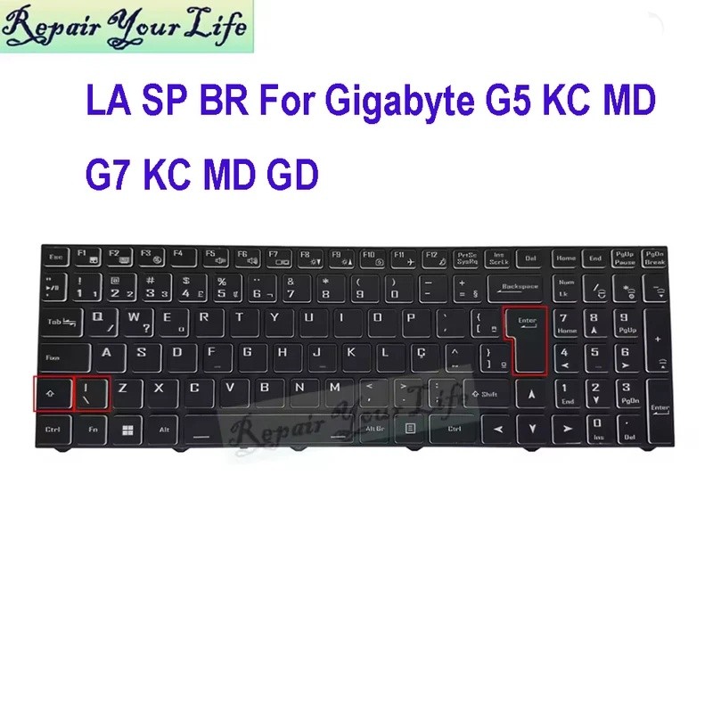 PT-BR ES ละตินสเปนบราซิลคีย์บอร์ด Backlight สําหรับ Gigabyte G5 G7 KC MD GD G7KC G5KC G5GD GEMD G7GD