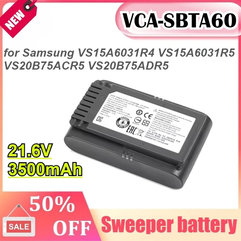 VCA-SBTA60 เครื่องดูดฝุ่นแบตเตอรี่ Jet 60 Turbo Jet 75E 21.6V 3500mAh สําหรับ Samsung VS15A6031R4 VS