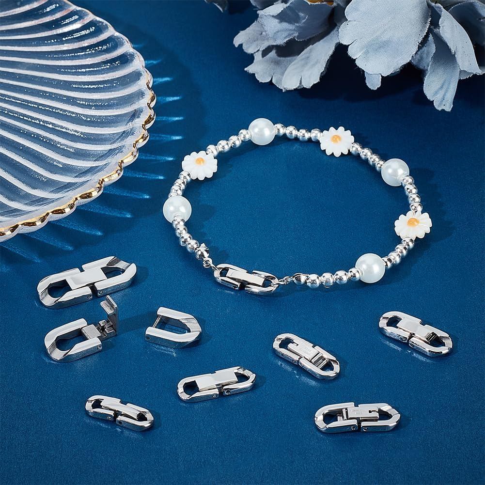 UNICRAFTALE 8 ชิ้น 4 ขนาดสแตนเลสพับ Over Clasps เครื่องประดับรูปไข่ Extender ชุด