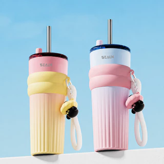 Veloraaแก้วน้ำเก็บอุณหภูมิ 700ml เคลือบเซรามิก เก็บเย็น 24ชม. เก็บร้อน 12ชม. พร้อมหลอด สายคล้อง ใช้ทุกวัน ออฟฟิศ เดินทาง