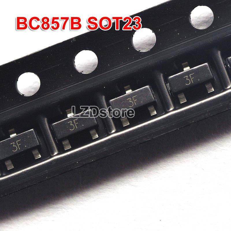 100 ชิ้น BC857B BC857 SOT SMD SOT-23 3F 1A/45V PNP ทรานซิสเตอร์