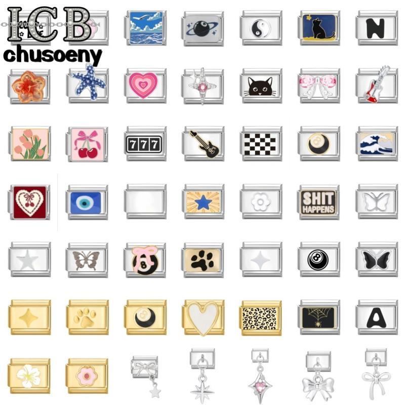 Hot Love ดอกไม้อิตาเลี่ยน Charm สร้อยข้อมือ Fit 9 มม.สร้อยข้อมือสแตนเลส DIY เครื่องประดับทําอุปกรณ์เสริม Retro บุคลิกภาพโมดูลสร้อยข้อมืออุปกรณ์เสริม