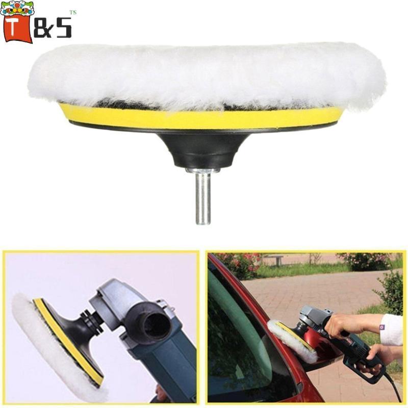 T & S 5 ชิ้น 3/4/5 นิ้วชุดขัดรถขัด Pad รถแว็กซ์ฟองน้ําดิสก์ขนสัตว์ล้อ Auto Paint Care Polisher Pads 