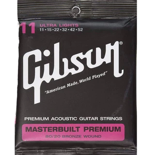Gibson Masterbuilt Premium 80/20 Bronze Wound สายกีตาร์โปร่ง ของแท้ Made in USA เสียงใส โทนเสียงอบอุ่น เล่นลื่น ใช้งานได้นาน