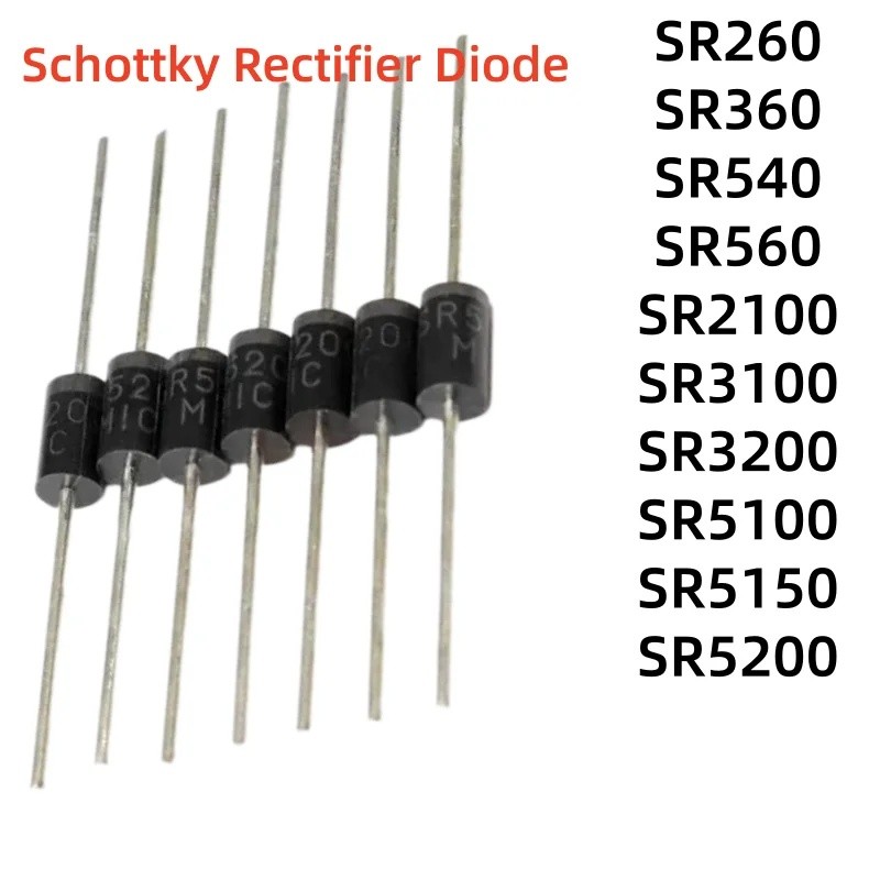 10pcs SR5100 SR5150 SR5200 SR240 SR260 SR360 SR540 SR560 SR2100 SR3100 SR3200 DO-41 DO-27 Schottky R