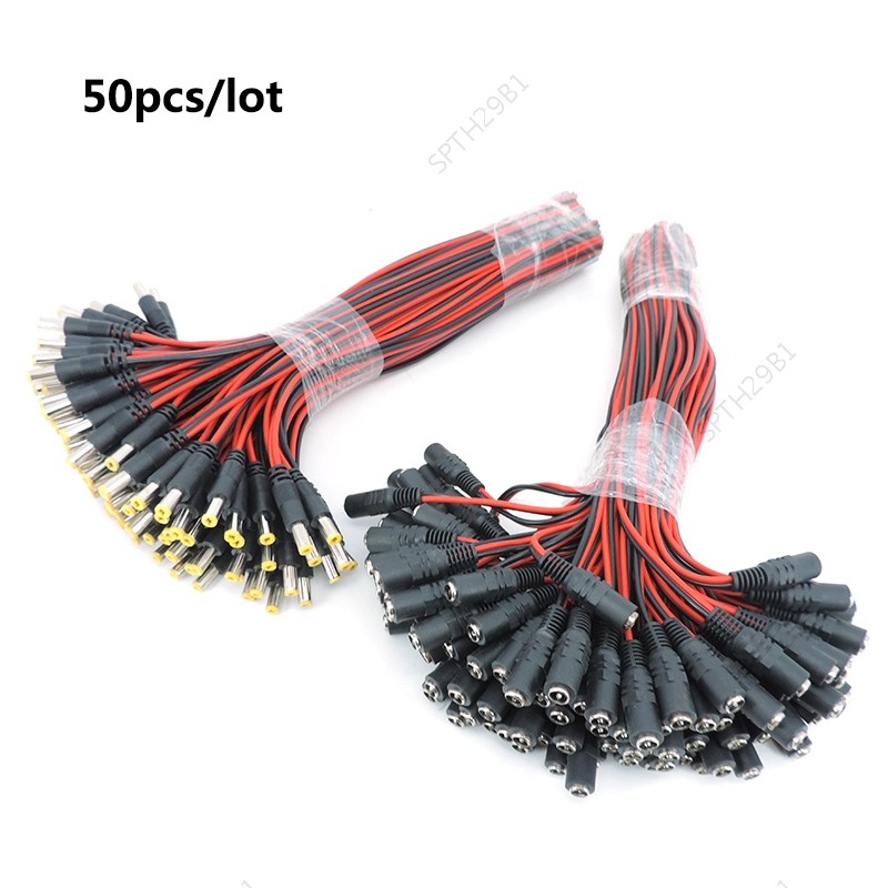 50pcs 5.5x2.1 มม.DC ชายหญิงปลั๊ก DC Power supply ขยาย Connector Pigtail แจ็คสําหรับกล้องวงจรปิดกล้อง