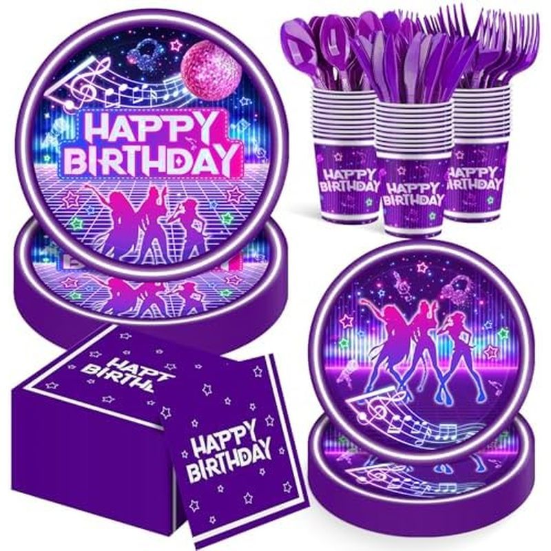 168 ชิ้น Kpop วันเกิดตกแต่ง K Pop Party แผ่นผ้าเช็ดปากถ้วยมีดส้อมช้อน, Kpop Party ตกแต่ง,เสิร์ฟ 24