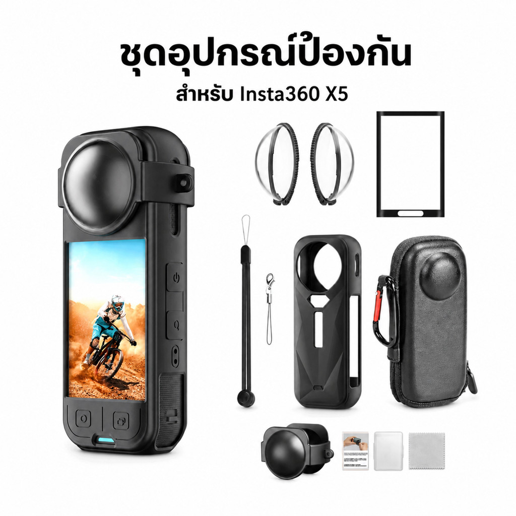 อุปกรณ์เสริม Insta360 X5 ชุดกันรอย เคส ฝาครอบเลนส์ ฟิล์มกันรอย กระเป๋า