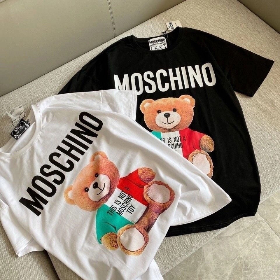 ผู้ชายและผู้หญิงเดียวกัน ที มอส แฟชั่นสบายๆรอบคอธงหมีพิมพ์เสื้อยืดแขนสั้นขนาดใหญ่ปก + แท็กsdf