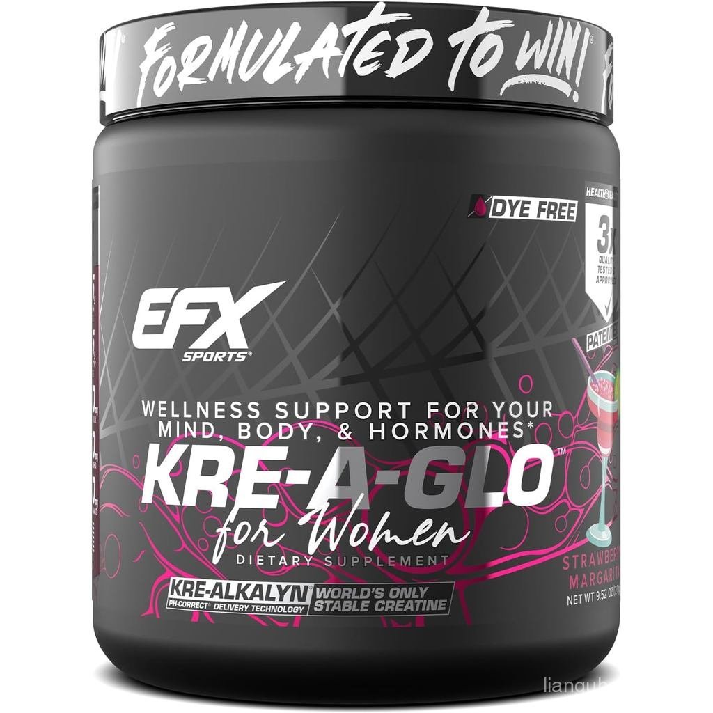 EFX Sports KreAGlo KreAlkalyn Creatine สําหรับผู้หญิง | 2.5g คอลลาเจน 300mg Ashwagandha 100mg กรดไฮย
