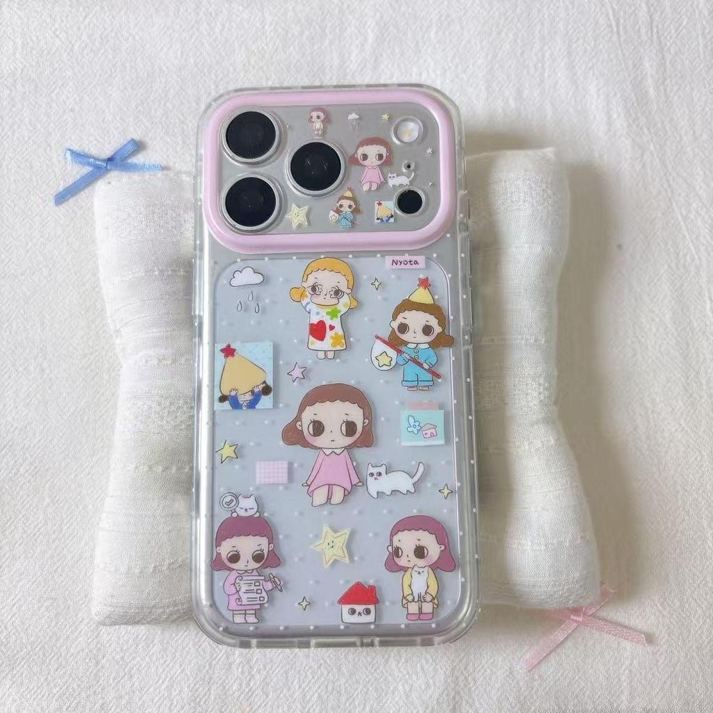 การ์ตูนสาวน้อยน่ารักเข้ากันได้กับเคสโทรศัพท์ iPhone16Pro 17/15Plus/14/13 หัวใจด้านข้างมูลค่าสูง 1211PM ทนทานต่อแรงกระแทก