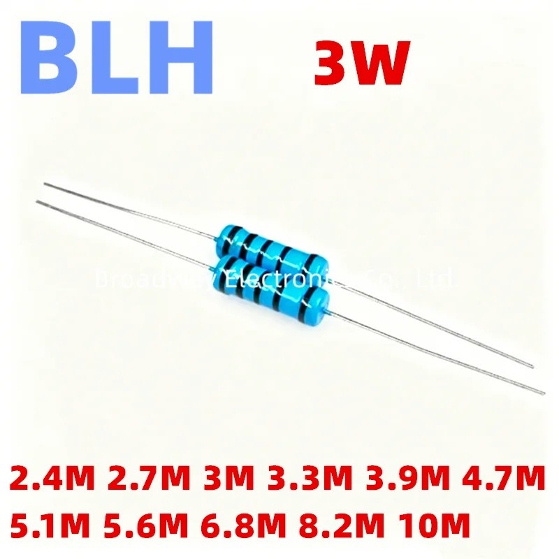 20PCS 1% ตัวต้านทานฟิล์มโลหะ 3W 2.4M 2.7M 3M 3.3M 3.9M 4.7M 5.1M 5.6M 6.8M 8.2M 10M โอห์ม