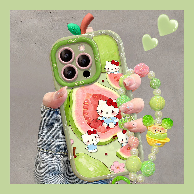 8.3-Guava Cat เหมาะสําหรับ Apple 16promax เคสโทรศัพท์ iphone17 การ์ตูนน่ารัก 15 พร้อมโซ่กันกระแทก