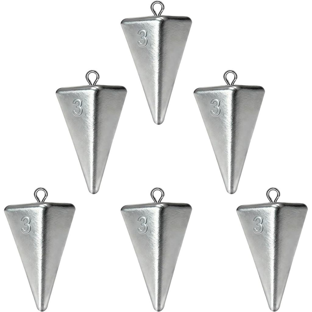 Pyramid Sinker Assorted Weights 2oz 3oz 4oz, Lead Surf Fishing Sinkers สําหรับตกปลาก้นชายหาดน้ําเค็ม