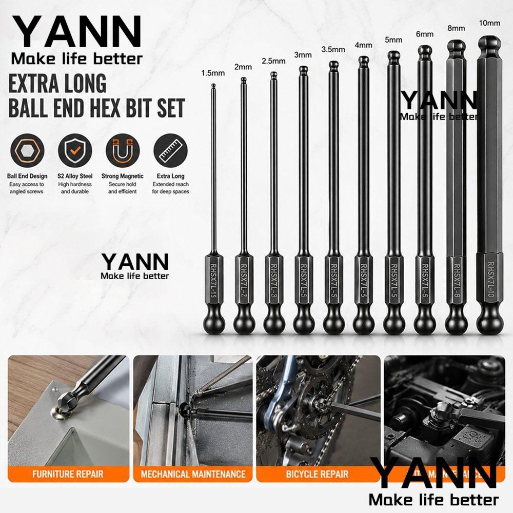 YANN Ball End Hex Bit, ลด Shank Steel Hex ไขควง, ทนต่อการสึกหรอ Single End Ball End Magnetic Driver 