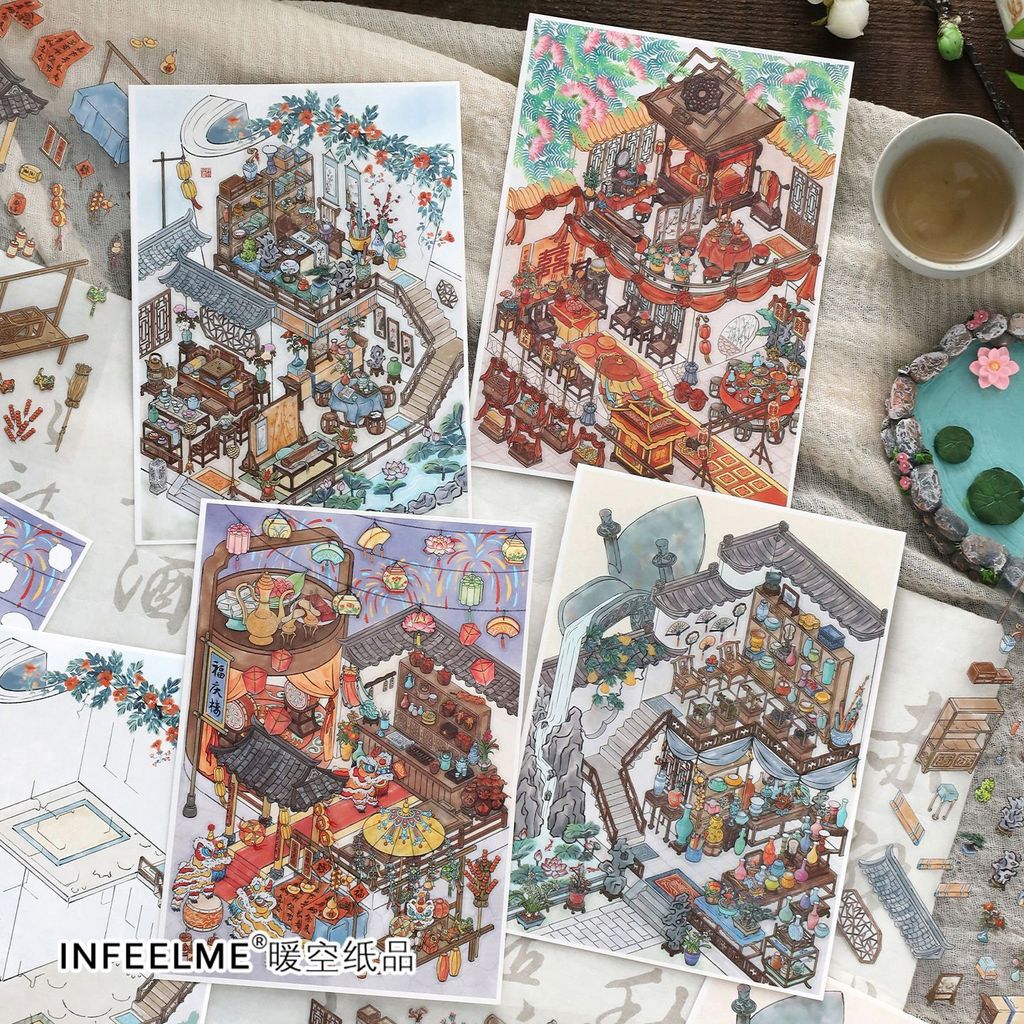 Infei Collection Today Business Series Forty-Thirte PET การ์ดสีขาว 2.5D สติกเกอร์ภูมิทัศน์ขนาดใหญ่สุ