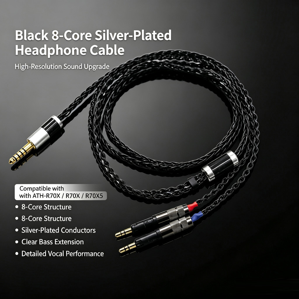 TOP-HiFi 4.4/2.5 มม.Xlr 152 Coreสีดําเงินหูฟังอัพเกรดสําหรับ ATH-R70X R70X R70X5 หูฟัง