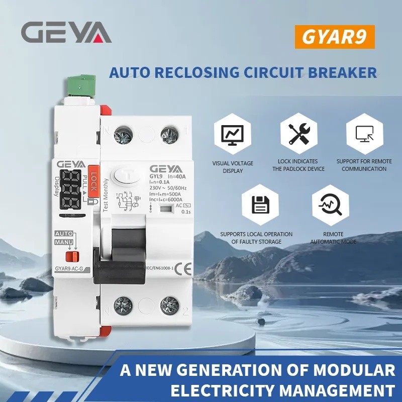 J14V GEYA ประเภท A/AC RCD LED Auto Recloser Modular Circuit Breaker 0.03A 0.1A 0.03A สวิทช์ความปลอดภ