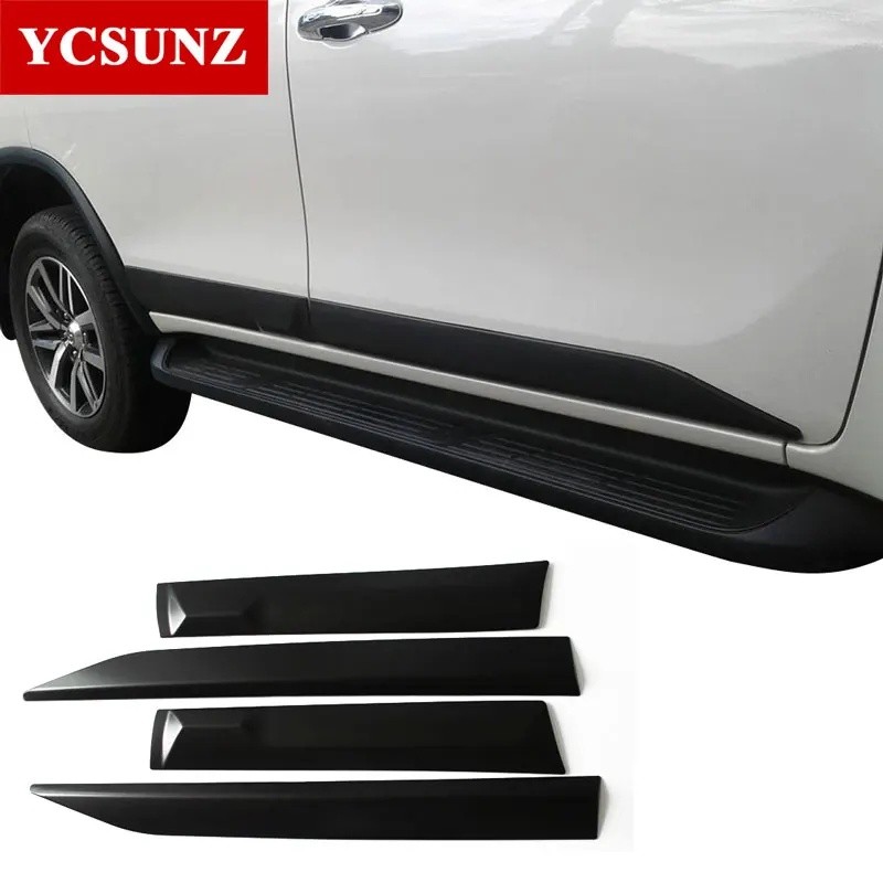 1QVM ABS ฉีดสีดําด้านข้าง Molding Body Kit Trim สําหรับ Toyota Fortuner Hilux Sw4 2016 2017 2018 201