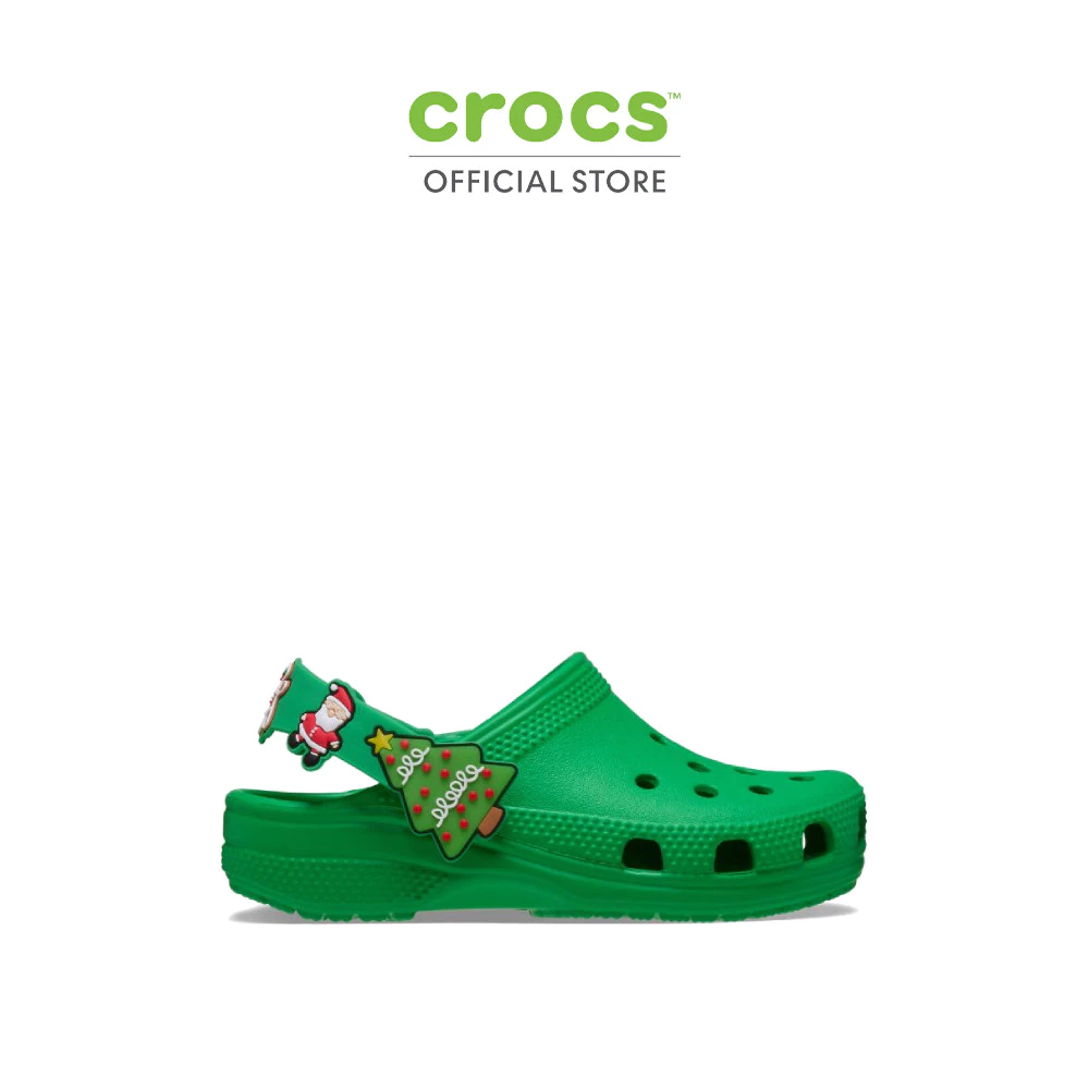 CROCS รองเท้าลำลองเด็ก CLASSIC HOLIDAY ICONS LIGHTS CLOG - GRASS GREEN