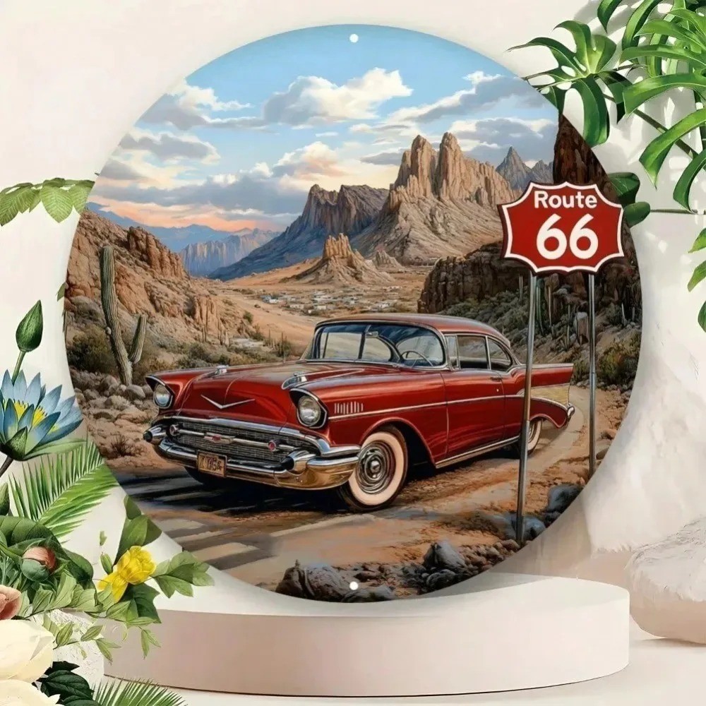 HELLOYOUNG Vintage Route 66 Metal Wall Art Sign Decor สําหรับ Man Cave Garage Bar