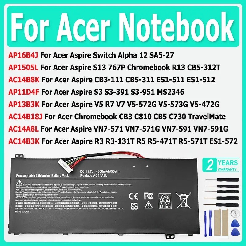 XDOU AC14B3K AC14A8L แบตเตอรี่สําหรับ Acer Aspire Switch Alpha Chromebook CB3 S3 R3 V5 R7 V7 12 S13 