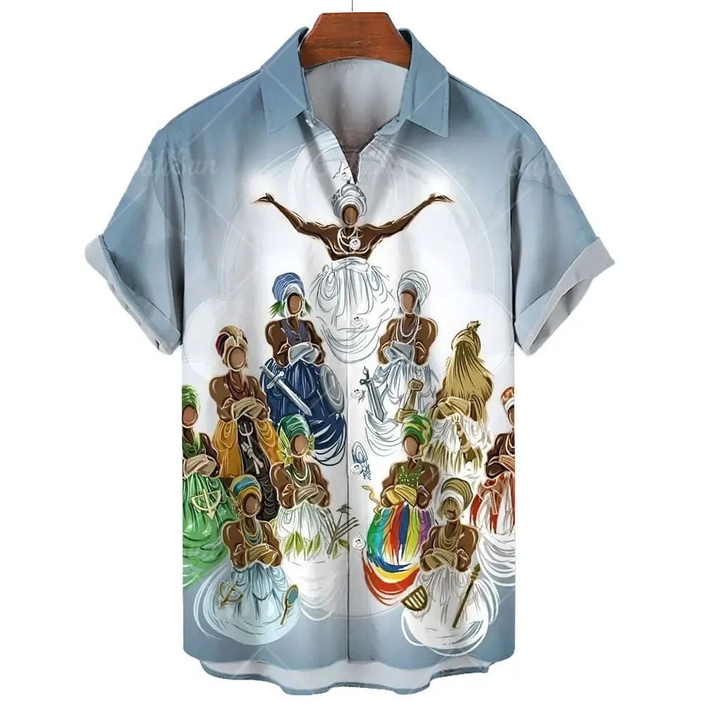 Vintage ชายเสื้อ 3d Umbanda พิมพ์ Street Designer แขนสั้นเสื้อผ้าแฟชั่น Tops หลวมขนาดใหญ่เสื้อและเสื