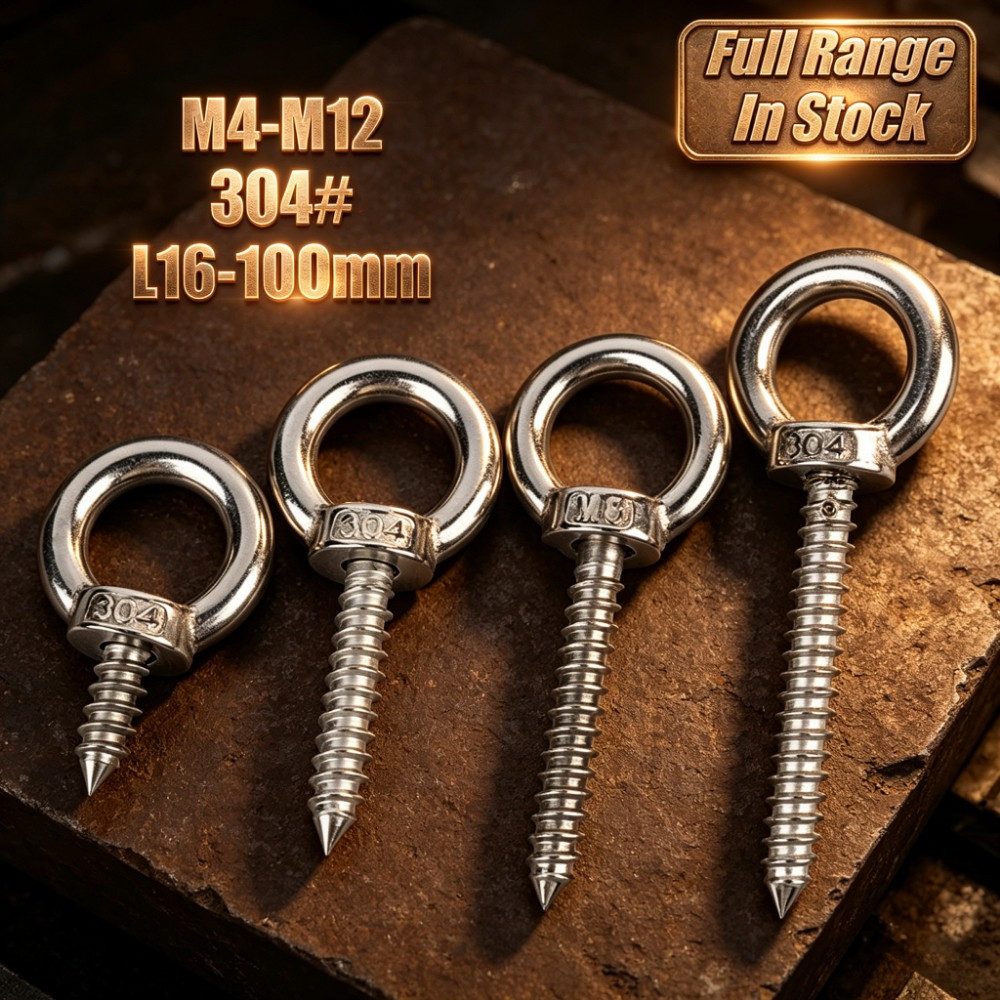 M4/M5/M6/M8/M10/M12 อายโบลท์ สกรูเกลียวปล่อย สแตนเลส 304 Self-tapping Eye Screw SUS304
