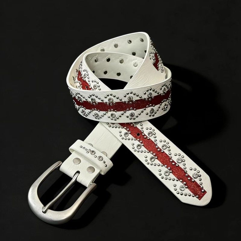 Rivet Belt Distressed Retro Belt Men Women Design Niche Vintage Belt