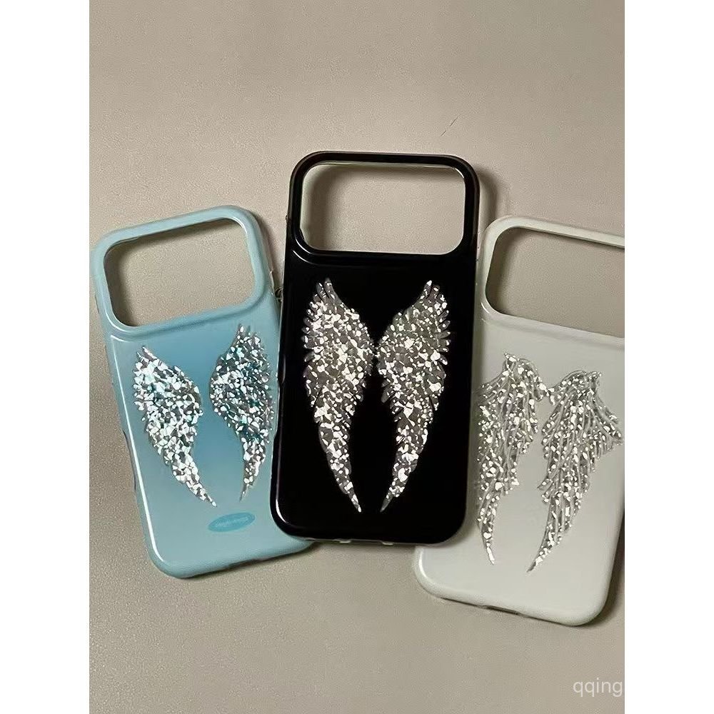 เคสโทรศัพท์ เหมาะสําหรับ iPhone ins สไตล์เกาหลี Angel Wings รูปแบบเพชรหรูหรา iPhone17/16/15 เคสโทรศัพท์ Influencer 13/12 Full Range เคสป้องกัน N8QD