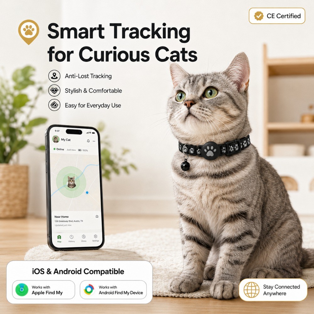 Anti Lost Cat Collar สําหรับ AirTag สะท้อนแสง Breakaway ปลอกคอสัตว์เลี้ยงปรับกันน้ํา Tracker Holder