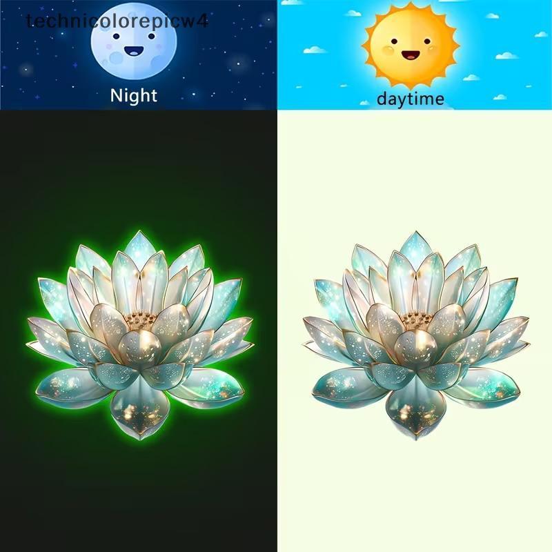 Tpth Glow-in-the-Dark Lotus สติกเกอร์ห้องน้ํา Self-Adhesive ที่ถอดออกได้ PVC อุปกรณ์ห้องน้ํา Luminou