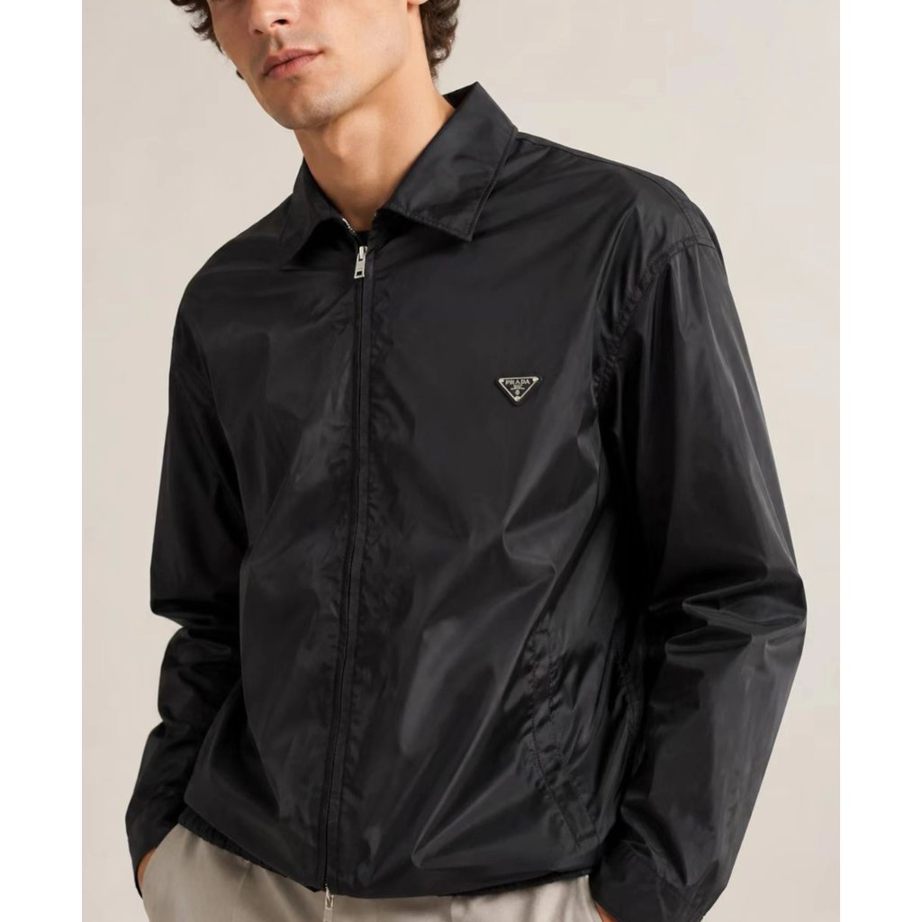 Prada Prada Prada 26SS Classic Triangle Logo Recycled Nylon Waterproof Lapel Jacket, Unisex