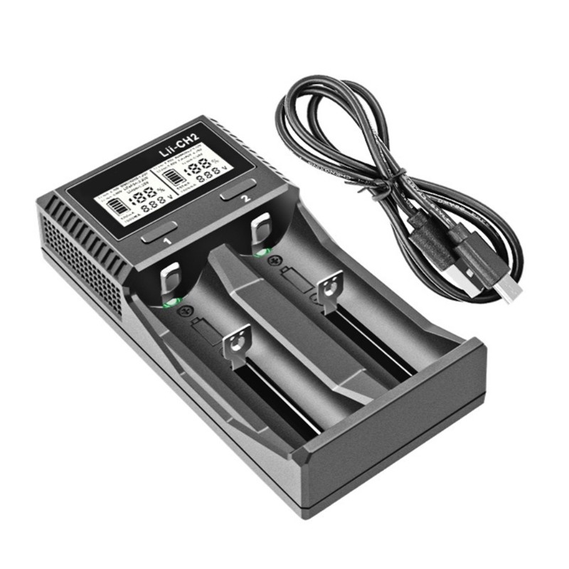 Banjojo แท่นชาร์จเซลล์หน้าจอพร้อม 2 ช่องชาร์จ 5 V อินพุตสําหรับ 18650 21700 แบตเตอรี่ทรงกระบอกปรับได