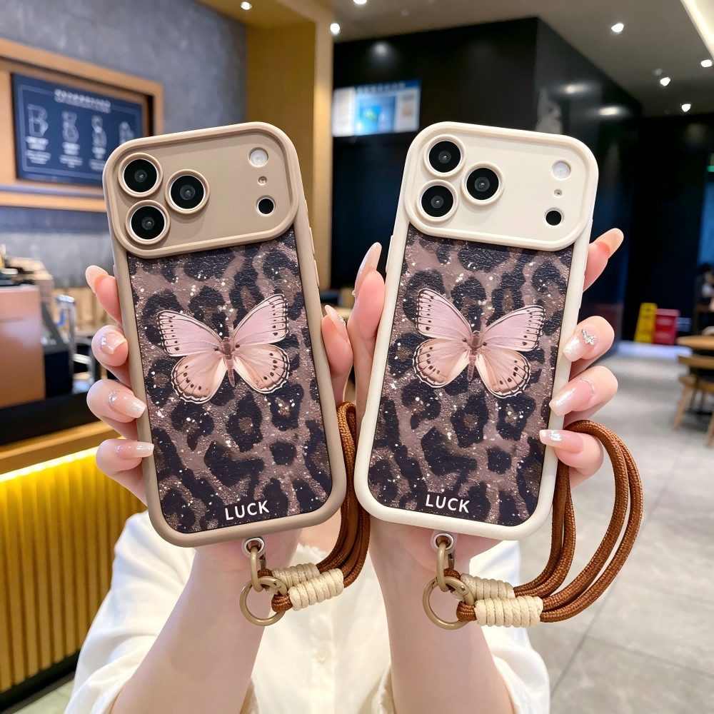 เสือดาวผีเสื้อเคสโทรศัพท์สายคล้องมือสําหรับ Huawei Nova Y74 14i 13i 12i 12S 7i Y73 Y91 Y90 Y61 Y70 P