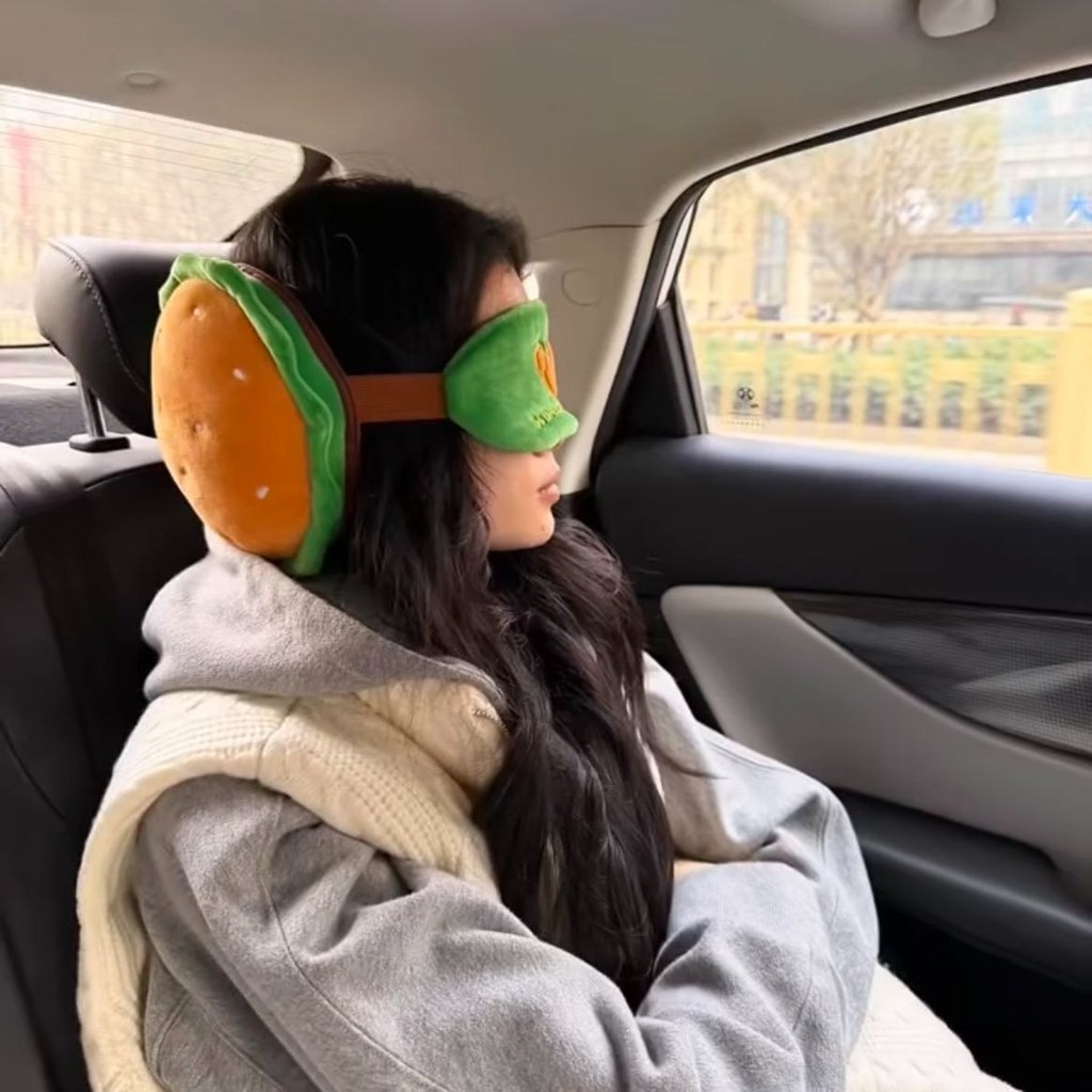 Burger Two-in-One U-Shaped หมอน Eye Mask แบบพกพาเก็บคอหมอน Nap หมอนเครื่องบิน Travel คอ Protector จี