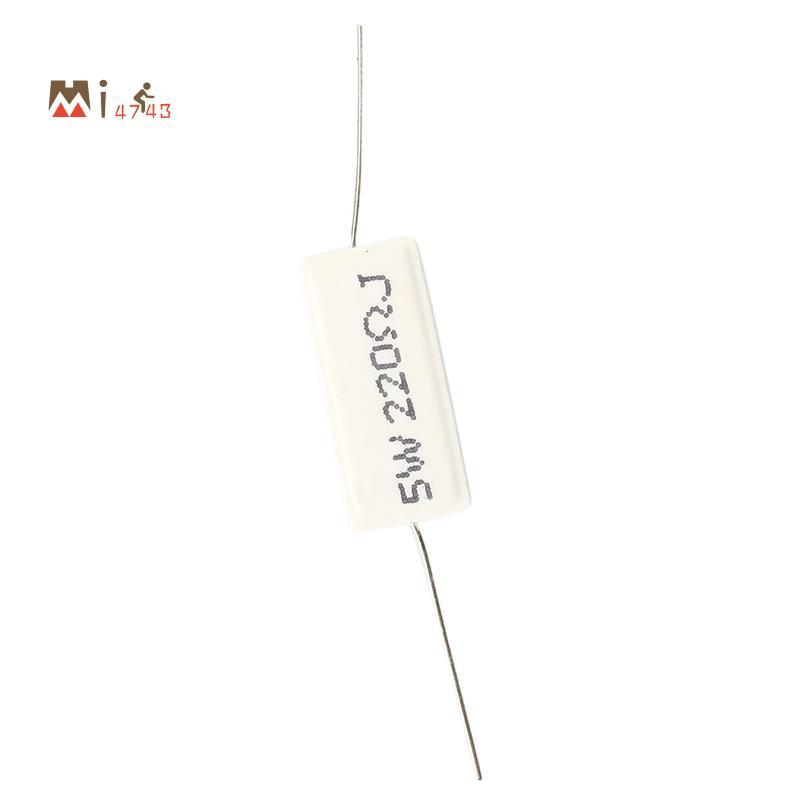10 ชิ้น Axial Lead Ceramic Cement Power Resistor 220 Ohm 5W