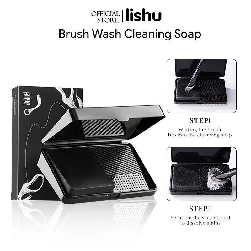 Lishu แปรงแต่งหน้าสบู่ทําความสะอาดกล่องคอนซีลเลอร์แปรงฟองน้ําความงามไข่พัฟทําความสะอาดตัวแทนเครื่องม